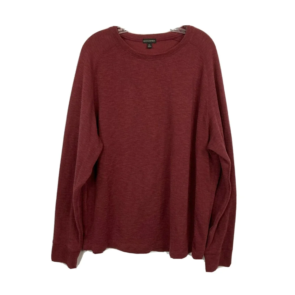 Banana Republic Shirt Mens Sz XXL Maroon Red Cotton‎ Pullover Long Sleeve Knit